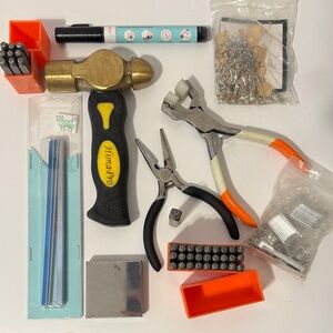 Jewelry Making Tool Set with Hammer and Pliers - Letters and Numbers Set